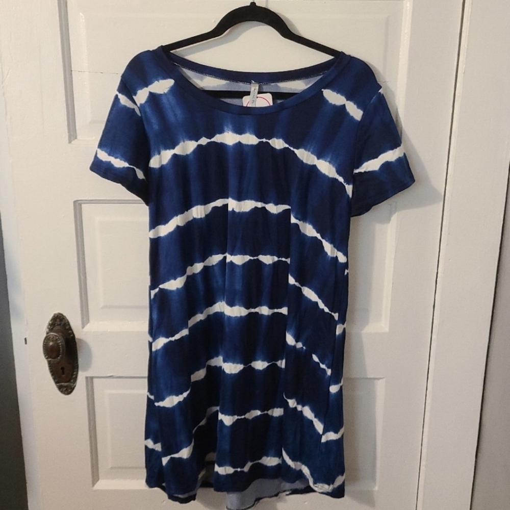 Navy blue and White Stripe t-shirt Dress